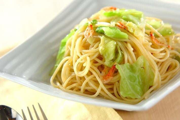 桜エビとキャベツのオカケンパスタ