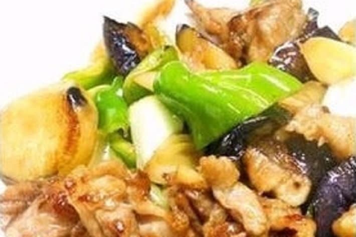 オカケン×豚こま肉と茄子の醤油炒め