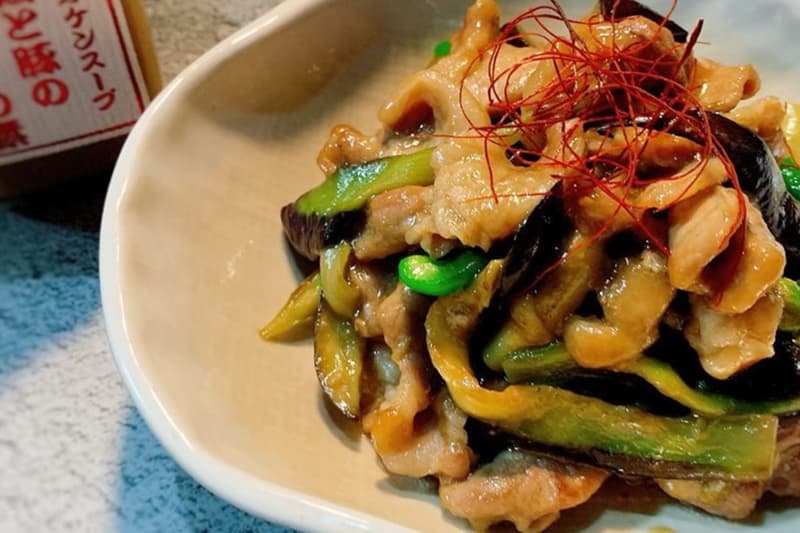 豚細切れ肉と茄子の炒め物